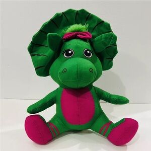 Barney & Friends Plush Baby Bop Girl Dino Toy 10” Stuffed Animal Green Purple